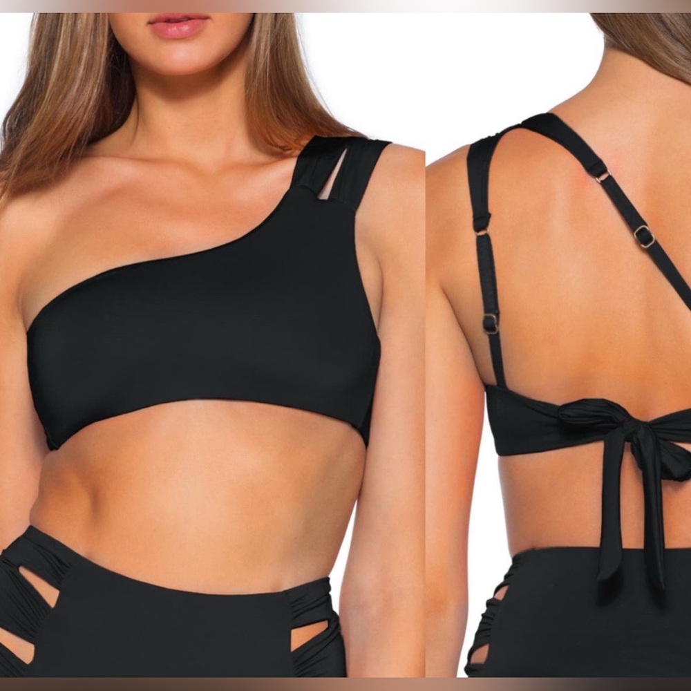 Soluna Swim Black One-Shoulder Bikini Top